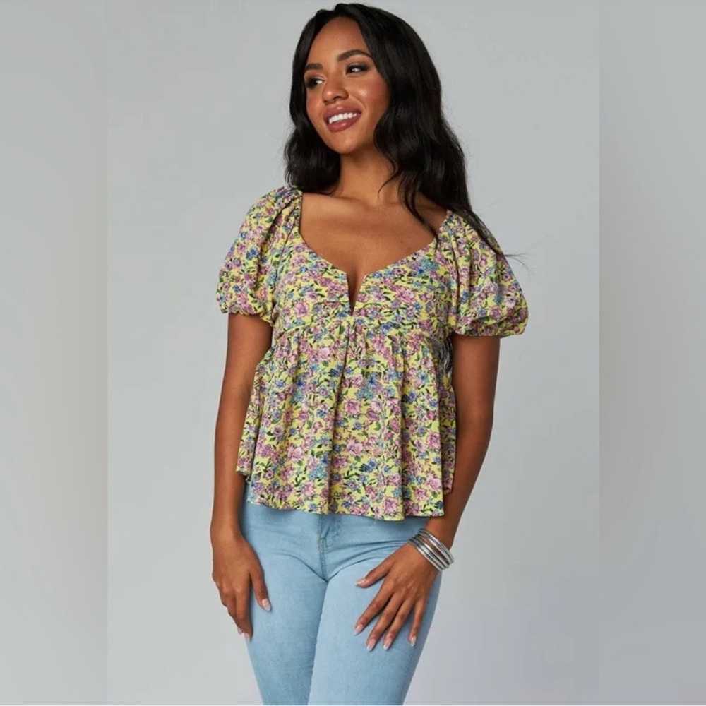 BuddyLove Houston Floral Puff Sleeve Top